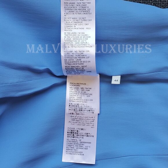 GUCCI DRESS CADY CREPE WOOL SILK SKY BLUE w CRYSTAL G LOGO sz IT 44 US 8 - Picture 15 of 15